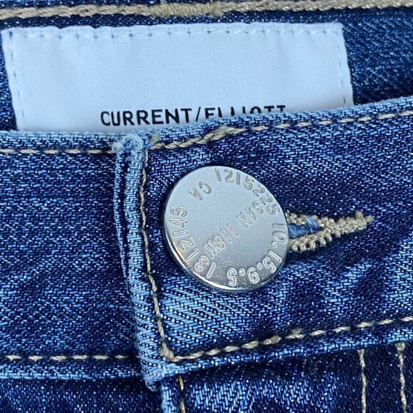 Current Elliott The Vintage Cropped Rehan Blue Medium Wash Slim Denim Jeans 30 - Picture 9 of 16